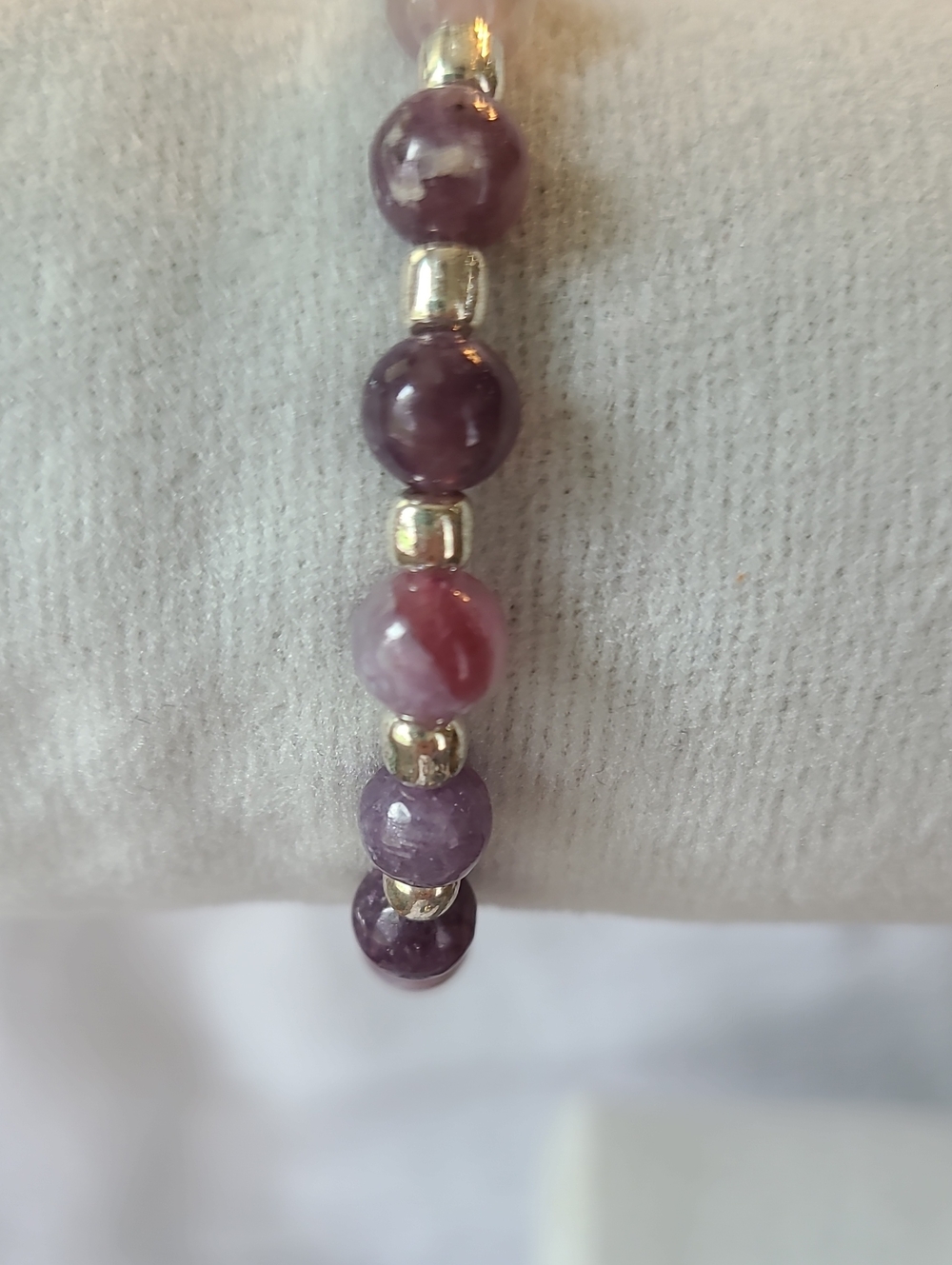 Rare Unicorn Stone Beaded Stretch Bracelet with Silver Accents
